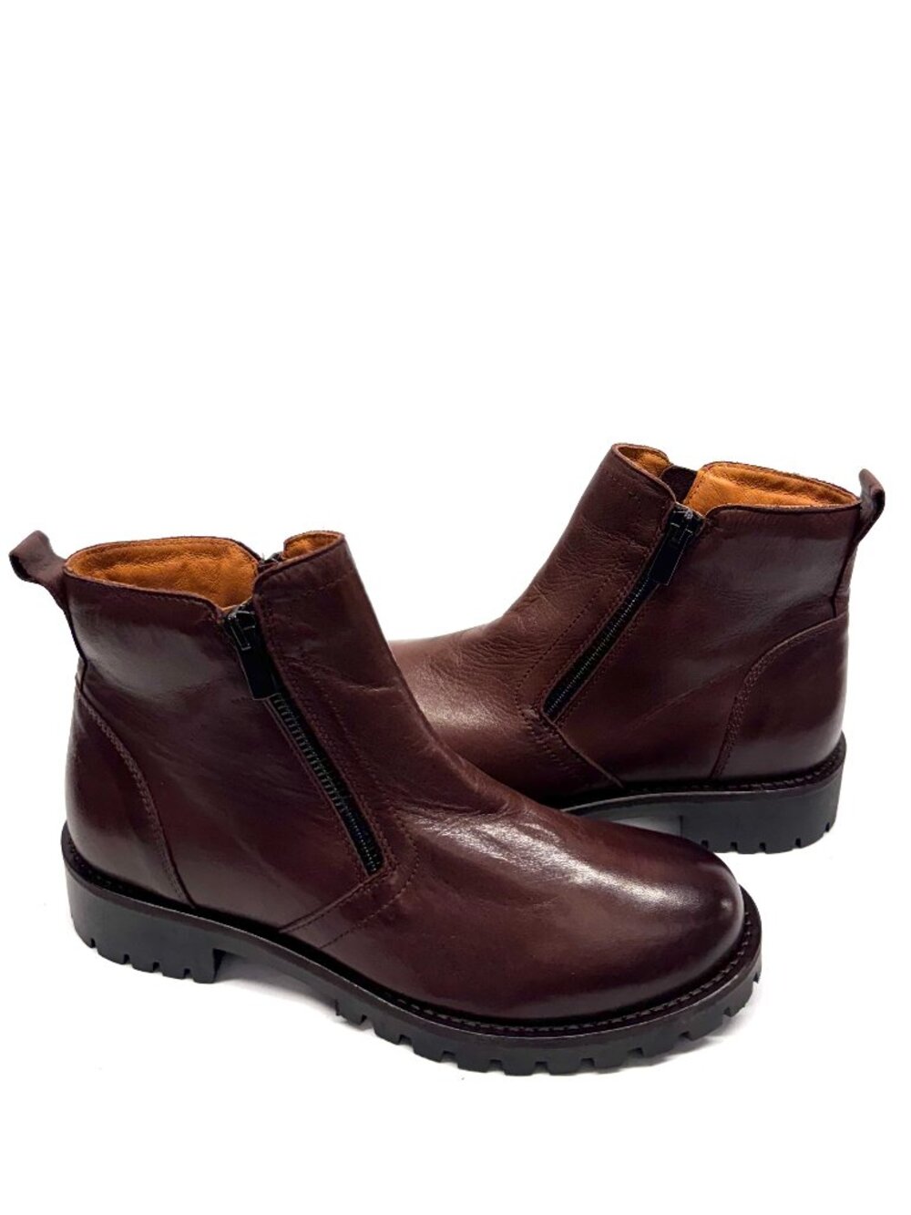 MIZ MOOZ SOFT LEATHER BOOTS SIDE ZIP BROWN 37EU / 7US NEW B 11
